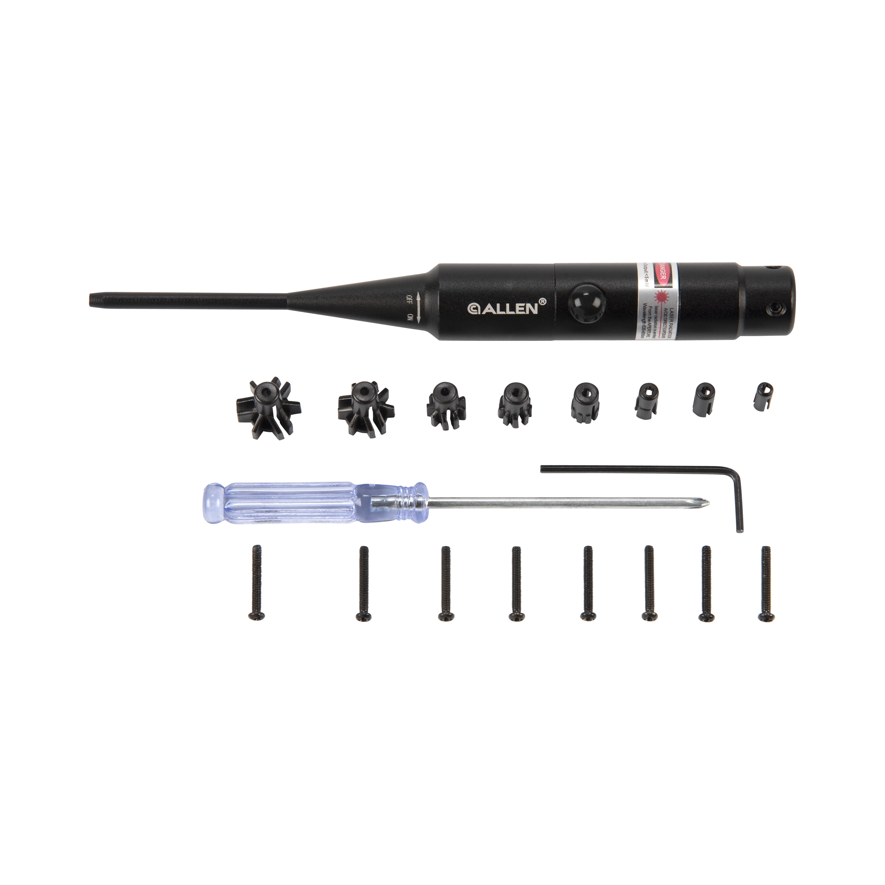 Allen Laser Bore Sighter, Multi-Caliber Plus 12 Gauge Shotgun, Adjustable Calibers