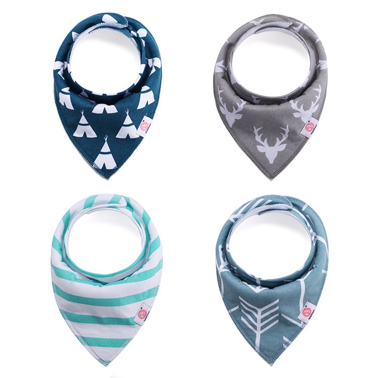 Jannyshop 2 Pack Baby Bandana Drool Bibs with 2 Snap Organic Adjustable Soft Absorbent Newborn Shower Gift for Drooling Teething