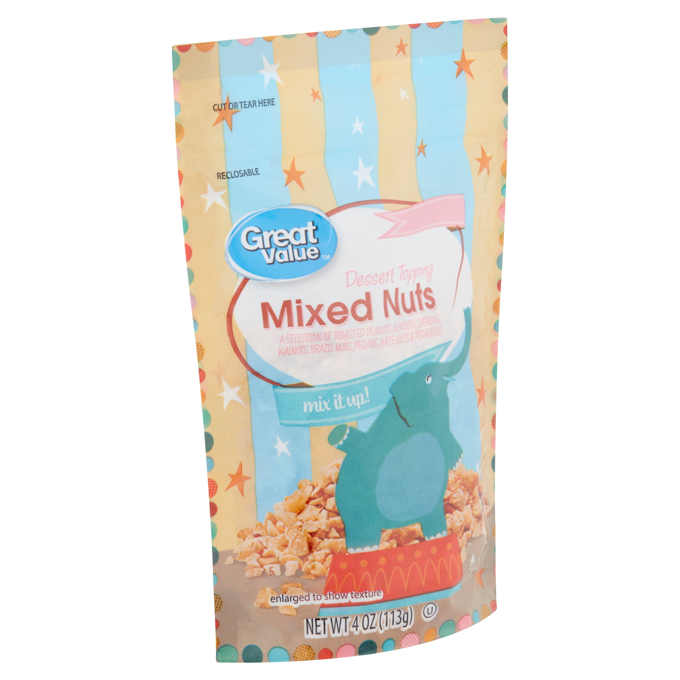 Great Value Mixed Nuts Dessert Topping, 4 Oz