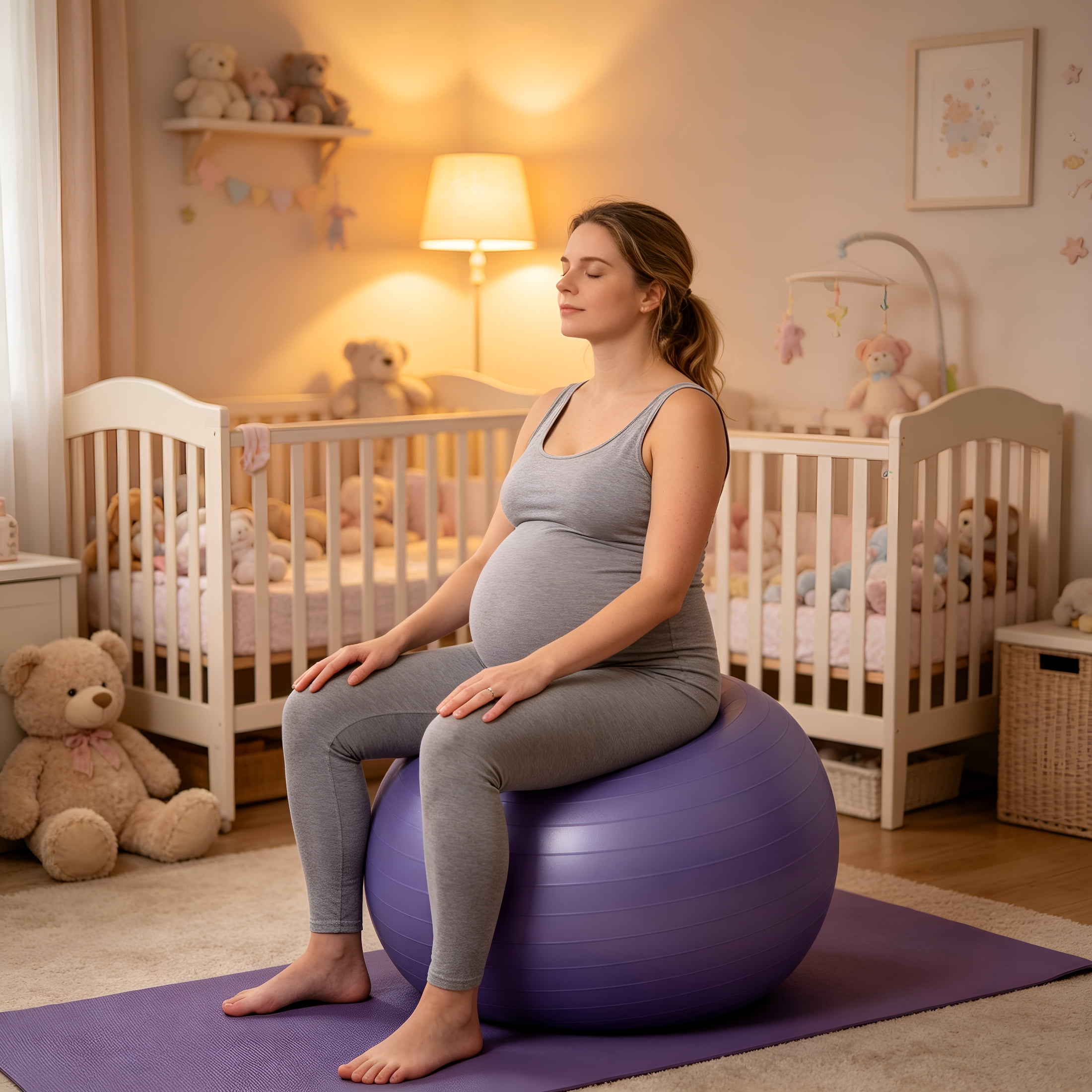 BESTSKY Anti-Burst Stability&Pregnancy Ball,Exercise Balls Physical Therapy,Yoga Ball for Pregnancy,Pilates Ball Small 65Cm,Purple