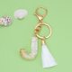 thumbnail image 1 of pstuiky Llavero con colgante de letra y borla blanca, colgante de cristal, llavero de moda para bolso, 1 of 2
