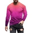 thumbnail image 2 of Zylanna Men's T-Shirts Tee, Crew Neck Stretchy Gradient Color Long Sleeve Casual Tops for Man Pink, 2 of 4