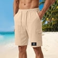 thumbnail image 5 of Men Summer Cargo Shorts with Multiple Pockets Classic Fit Drawstring Waist Casual Style 1979 Print Lightweight Workwear, 5 of 5