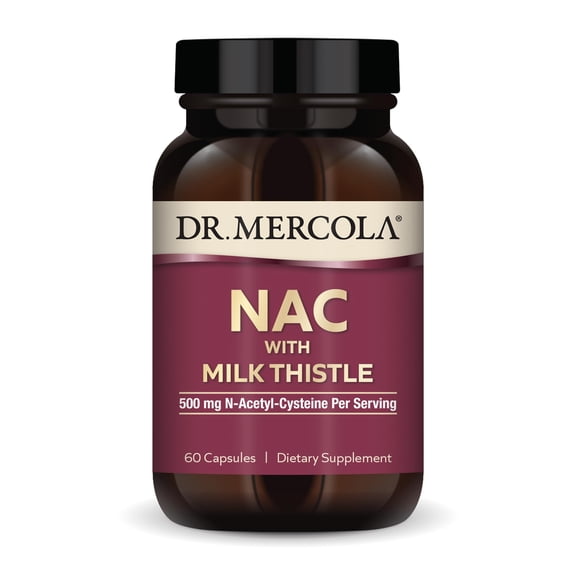 Dr. Mercola NAC with Milk Thistle - with Antioxidants - Supports Normal Detoxification Processes - 500 mg N-Acetyl-Cysteine per Serving - Non-GMO, Gluten-Free & Soy Free - 60 Capsules (30 Servings)