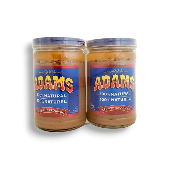 Adams 100% Natural Crunchy Peanut Butter, 2 Pack, 2x1kg/70.5 oz