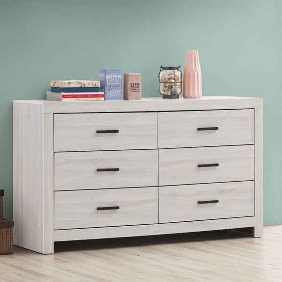 Miekor Furniture Sherwood Coastal White 6-drawers Dresser No1234