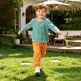 thumbnail image 5 of CHEEREAM Kids Summer Outfits Active Jogger Pants and Button Crew Neck Long Sleeve Shirt Boys Comfy Leisure Summer 2-Piece Sets, 5 of 5
