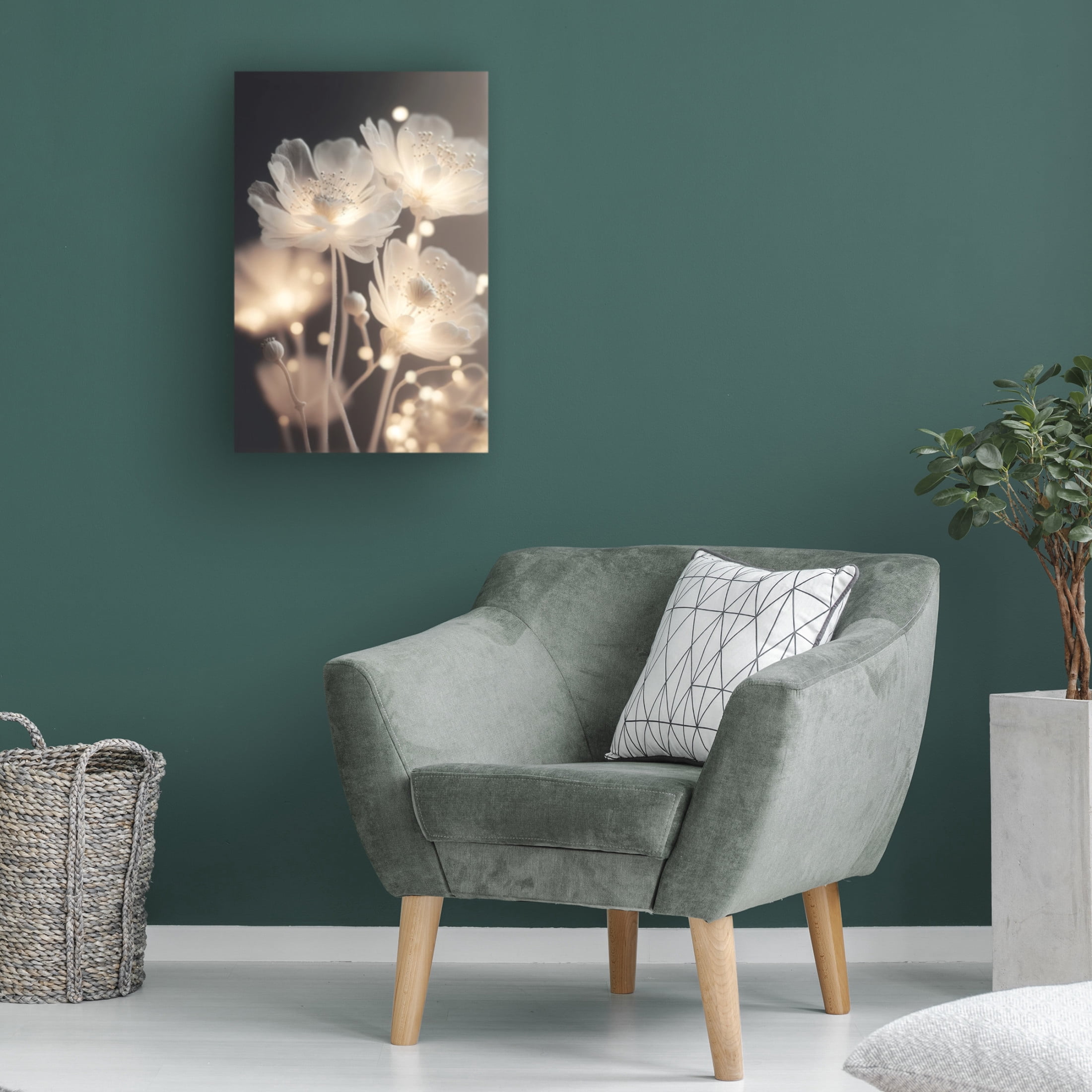 Canvas Wall Art - Treechild 'White Glowing Flowers' Wall Art for Living Room, Bedroom, or Office D?cor by Trademark Fine Art - 16 x 24 Inches