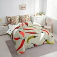 thumbnail image 3 of Manfei Chili Bedding Comforter Set 7 Pieces,Cartoon Pepper Full Bedding Set,Red Gray Fitted Sheet Flat Sheet,Ultra Soft Home Decor Reversible, 3 of 8