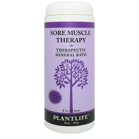 Plantlife Sore Muscle Therapeutic Mineral Bath Salt – Soothing Aromatherapy Soak for Tired Muscles, 16 oz