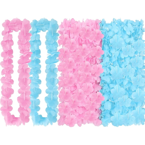 PUMIER 24/50 Pack Hawaiian Flower Leis for Luau Party Decorations, Bulk Tropical Silk Flower Necklaces, Colorful Summer Beach Pool Party Supplies, One Size Fits All Creates Lively Party