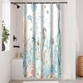 thumbnail image 4 of Nautical Coastal Shower Curtain Teal Ocean Coral Starfish Seashell Decorative Bathroom Curtain 36x72Inch Washable Polyester Fabric Underwater Marine Life Beach Shower Curtains Set with 6 Hooks, 4 of 6
