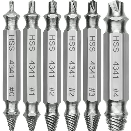 

Double-Sided Screw Extractor Set 6 pc Stainless Steel Stripped Screw Remover Kit W/ Case by Mata1-USA