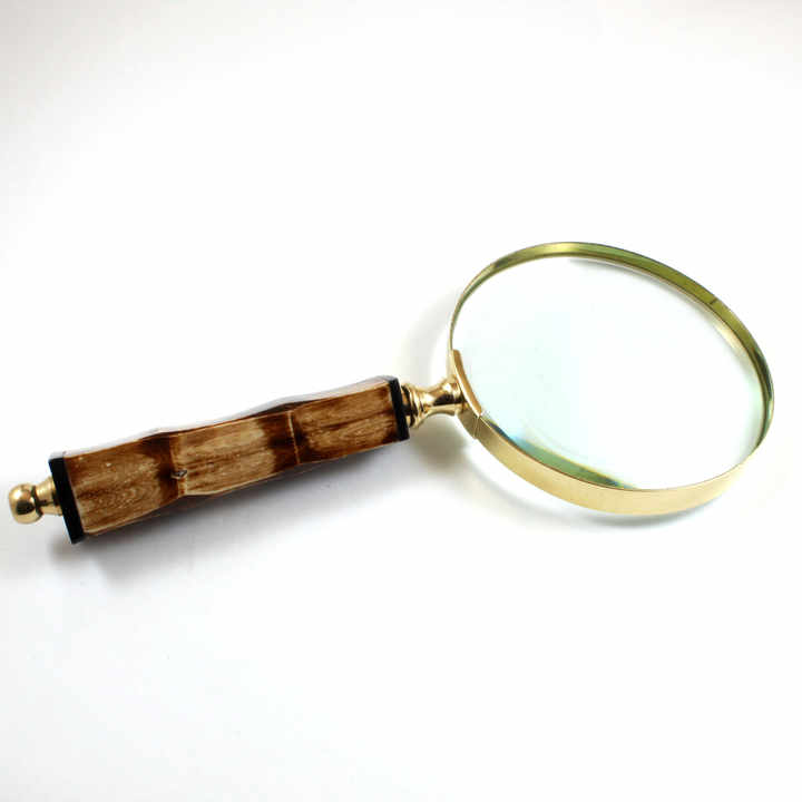 Maritime Treasures Nautical Style Brass Hand Magnifier Metal and Alloy Magnifying Glass Lens with Comfortable Handle Grip