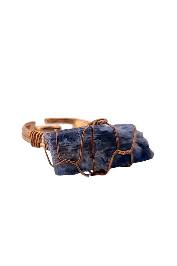 Natural Kyanite Gold Adjustable Ring