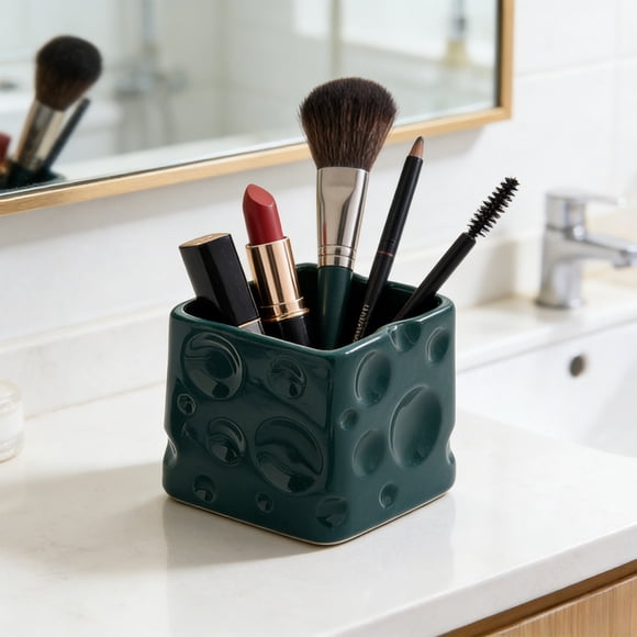 Yusimy Ceramic Cheese Storage Jar High - Value Desktop Storage Bucket Stationery Pen Holder Cosmetic Organizer