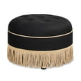 thumbnail image 2 of Jennifer Taylor Home Yolanda 24" Round Upholstered Accent Ottoman, Jet Black Woven, 2 of 6
