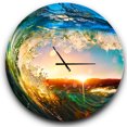 thumbnail image 1 of Designart 'Colored Ocean Waves Falling Down ' Modern wall clock, 1 of 6