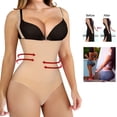 thumbnail image 6 of Thong Bodysuit for Women Waist Trainer, Tummy Control Hi-Waist Butt Lifter Panties Shapewear with Removable Straps, Nude, Medium, 6 of 10