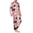 thumbnail image 2 of Naloa Cute Axolotl Sakura Blossoms B Men’s Pajamas Set - Long Sleeve Button Down Sleep Shirt and Pajama Bottoms Sleepwear Set-Large, 2 of 7