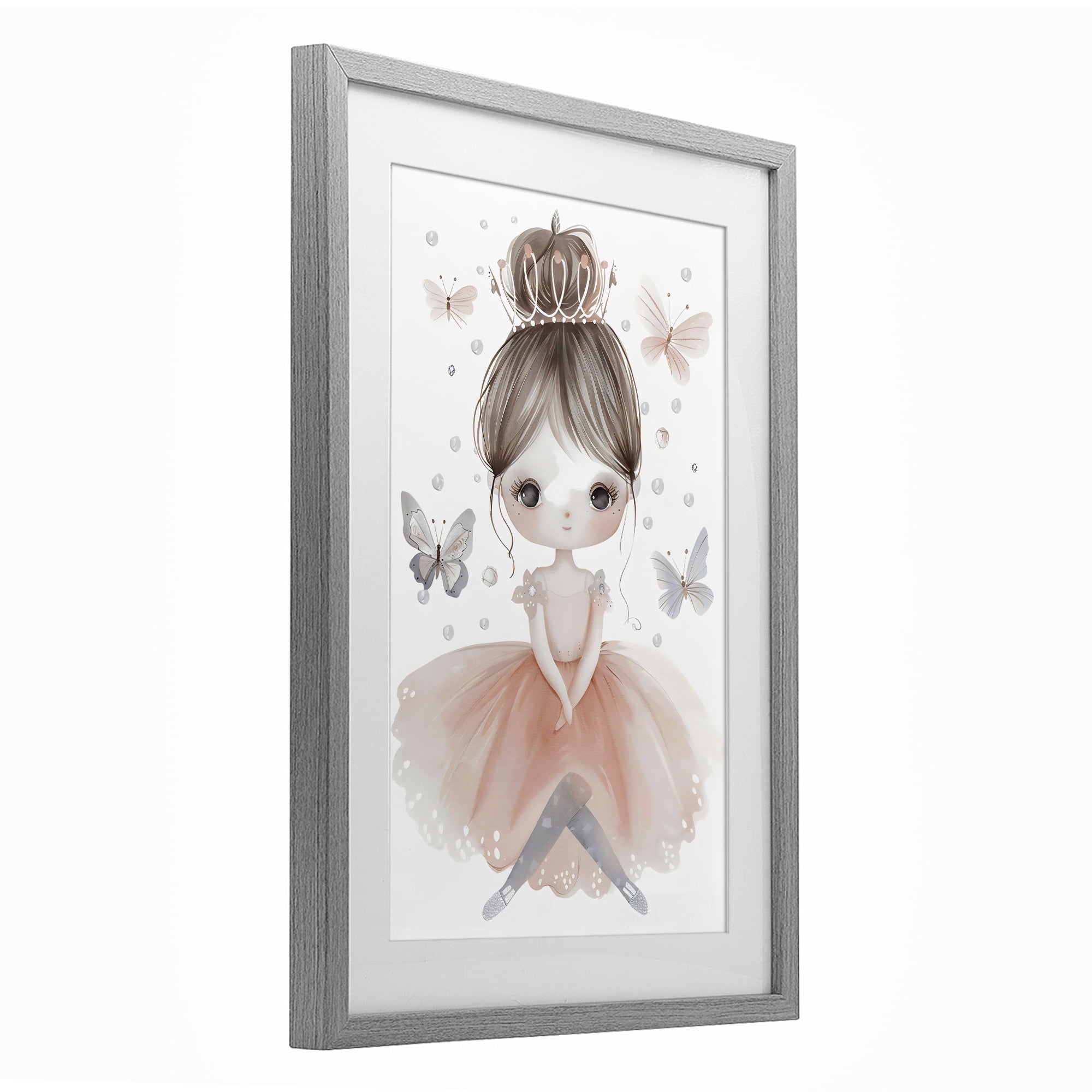 Stupell Industries Sweet Butterfly Fairytale Princess Gray Framed Print Under Glass, design by Creative Studio