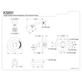 thumbnail image 2 of Kingston Brass KS651 Tub and Shower Faucet, Polished Chrome, 2 of 2