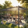 thumbnail image 2 of Outsunny Pavillon Pergola à Lames 10 Pieds x 19 Pieds avec Toit Réglable UPF50+, 2 of 10