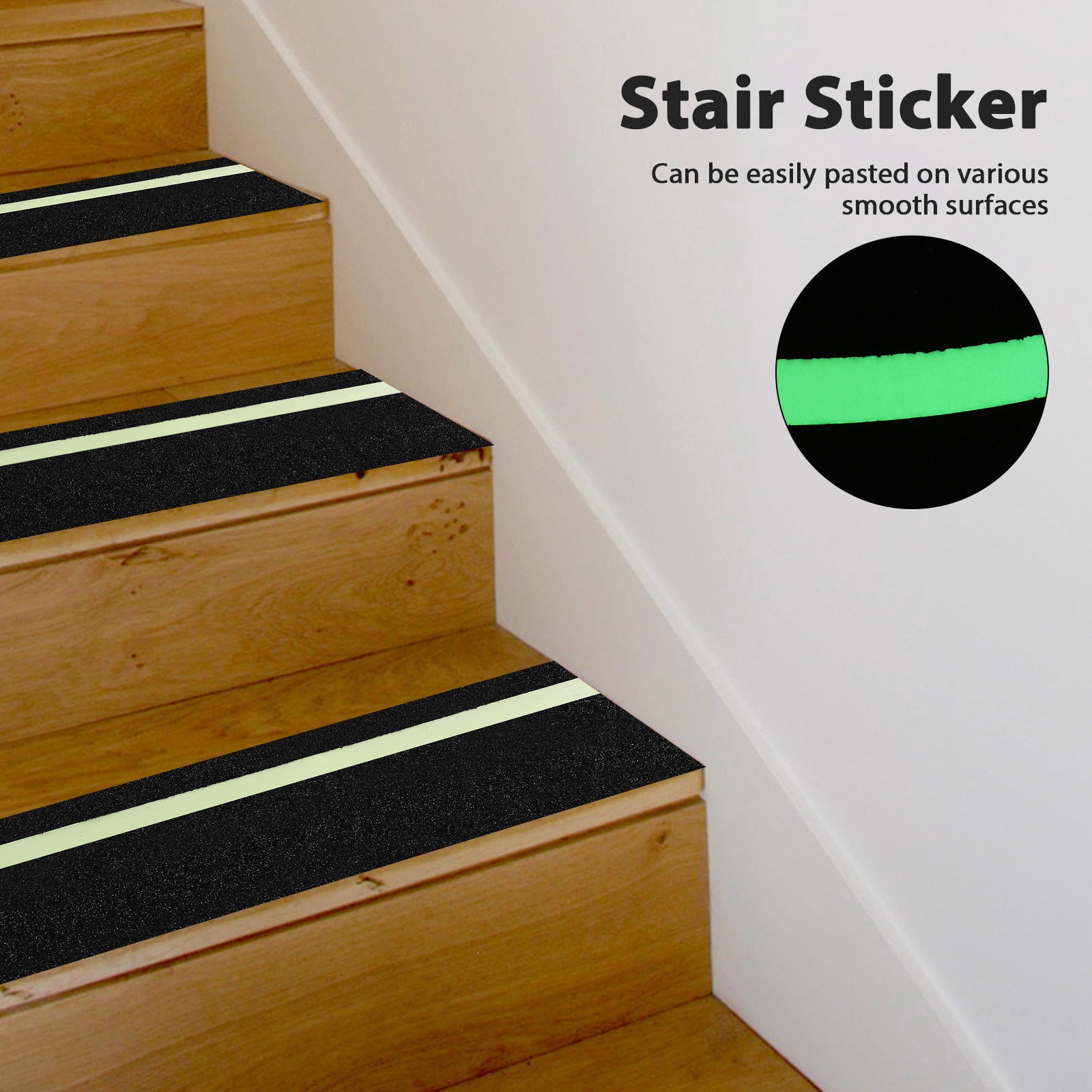 Homoyoyo Glowing Non Slip Tape Black Pte for Home Stairs Safety Durable Grip