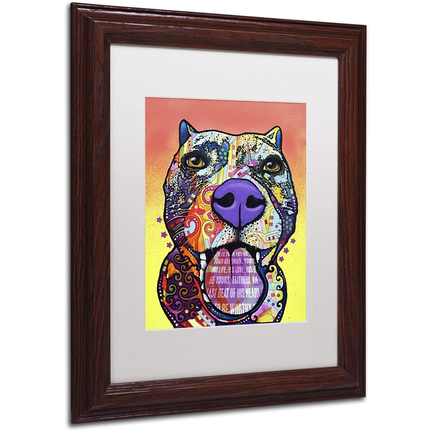 Trademark Fine Art "Bark Don't Bite" Canvas Art by Dean Russo, White Matte, Wood Frame