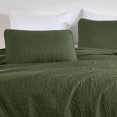 thumbnail image 3 of Chezmoi Collection Austin Queen Oversized Bedspread Set, 3-Piece Lightweight Microfiber Quilted Coverlet for All Seasons, Olive Green, 3 of 9