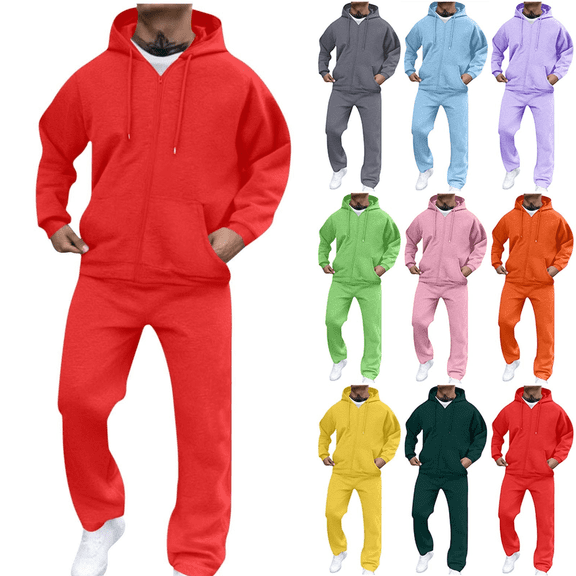 Frnrwgo Men's 2-Piece Hoodie and Pants Set Loose Fit Warm Comfortable Casual Tracksuit Fall Winter Outfit with Pockets