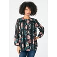 thumbnail image 2 of Roaman's Women's Plus Size Lace-Trim Blouson-Sleeve Top, 2 of 6
