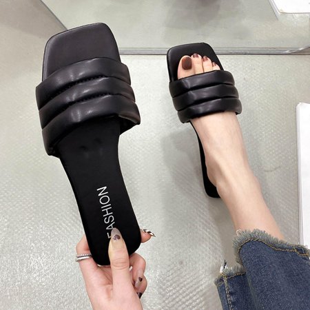 

Tdoqot Women s Slide Sandals- Comfy Beach Casual Summer Womens Sandals Black Size 6