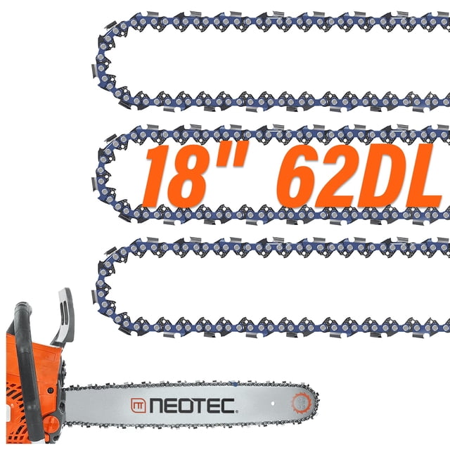 Cadena para motosierra NEO-TEC, 18 pulgadas, 3/8 pulgadas, paso LP, 0,50 pulgadas, calibre 62DL