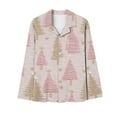 thumbnail image 4 of Women Christmas Pajama Set Long Sleeve Fleece Sleepwear Two Piece Pjs Winter Loungewear Snowman Print Nightwear, 4 of 7