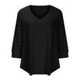 thumbnail image 3 of Hauaitttt Women Casual Fashion Tops 3/4 Long Sleeve V Neck Lace Tunic Top Business Casual Shirt 2025 Womens Long Sleeve Shirt Women Shirts Women T Shirt Trashier Shirts Long Sleeve Tees, 3 of 5