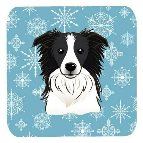 Snowflake Border Collie Foam Coasters, Set Of 4