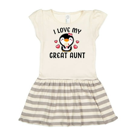 

Inktastic I Love My Great Aunt with Cute Penguin and Hearts Gift Toddler Girl Dress