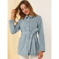 thumbnail image 2 of Chaqueta Vaquera Holgada De Manga Larga Con Lazo En La Cintura Informal Para Mujer Azul claro S, 2 of 6