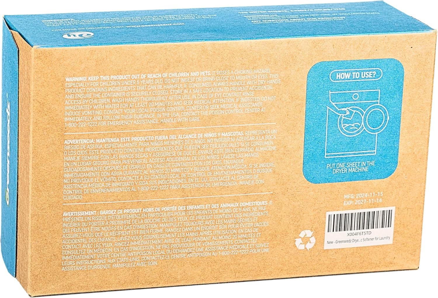 Dryer Sheets, 120 Count, Softens, Reduces Static & Freshens Laundry, Plastic-Free, Works with All Fabrics