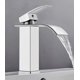 thumbnail image 3 of Grifo para lavabo en cascada, grifo de baño de acero inoxidable con carrete de cerámica, grifo galvanizado con agua fría y caliente ajustable.245 mm, 3 of 4