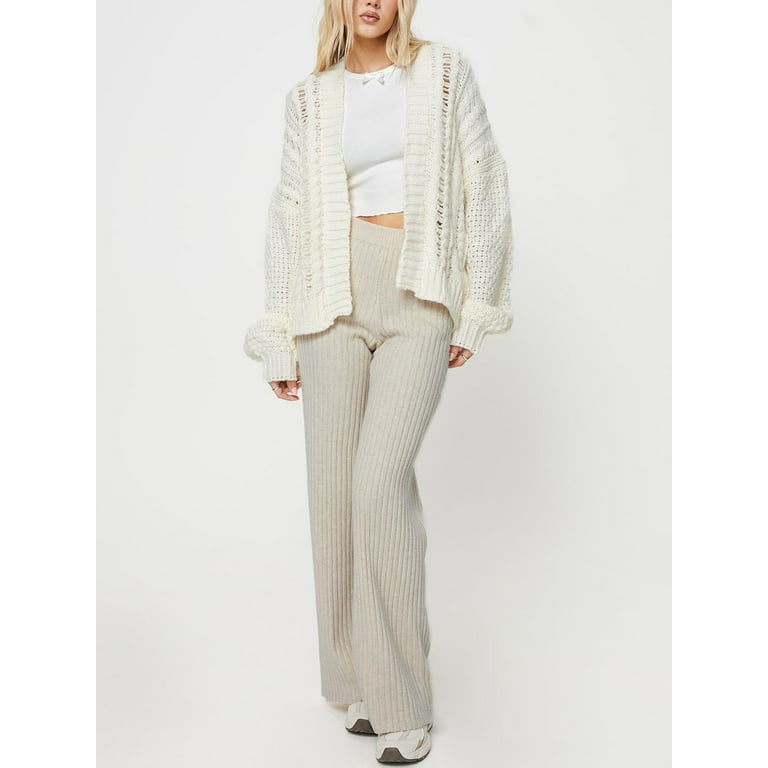 Xsylife Women's Autumn Winter Knit Cardigan Solid Color Bat