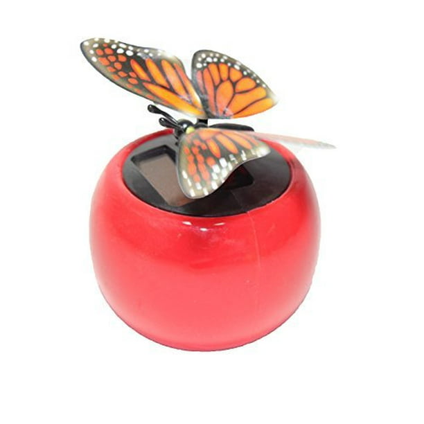 Solar Power Motion Toy Butterfly on apple Figurine Light Activated Car