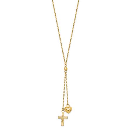 2 Extension Necklace - 14k Yellow Gold Heart Cross Religious Graduated Chain 2 Inch Extension Necklace Pendant Charm Crucifix S/love Gifts For Women For Her
