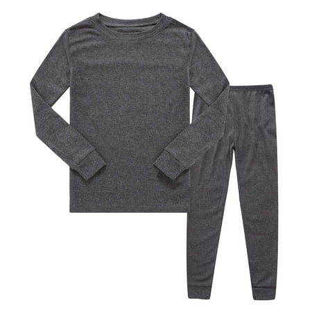 

Family Feeling Boys Girls Kids Pajamas Solid Colors 2 Piece Pajama Long Sleeve Pyjamas Set Cotton Grey Size 6