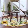 thumbnail image 4 of Spring Gnomes Round Rug 8ft Washable Circle Rugs Non Slip Botanical Yellow Flowers Leaves Wooden Plank Large Area Rug Indoor Floor Carpet for Bedroom Kitchen Living Room Home Office Dining Room, 4 of 8