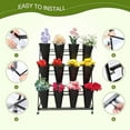 thumbnail image 4 of Flower Display Stand with Buckets, 12 Buckets 3-Layer Flower Stand with Wheels Flower Display Modern Plant Shelf for Patio Lawn Flower Shops Terrace Gardens, 4 of 10