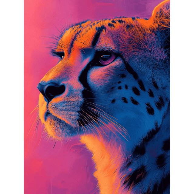 Qisvanset 12x16 Inch 2D Flat Framed Canvas Art, Pastel Pink Cheetah Andy Warhol Style Animal Wall Art Home Bedroom Decor