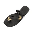 thumbnail image 2 of Mostsola Women's Slide Sandals Square Toe Lightweight Toe Ring Rhinestone Butterfly Strappy Flats, 2 of 9
