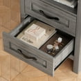 thumbnail image 3 of CHITOOMA 2-Drawer Nightstand with Charging Station, Farmhouse Bedside Table with Open Shelf, Small Wood End Table for Bedroom Living Room, Gray, 3 of 12